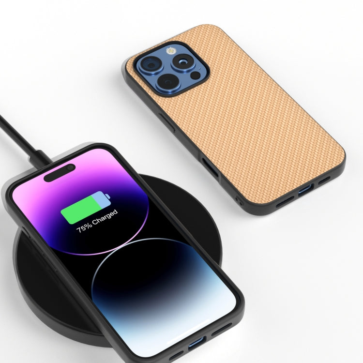 For iPhone 16 Pro Carbon Fiber Texture Protective Phone Case(Gold) by buy2fix