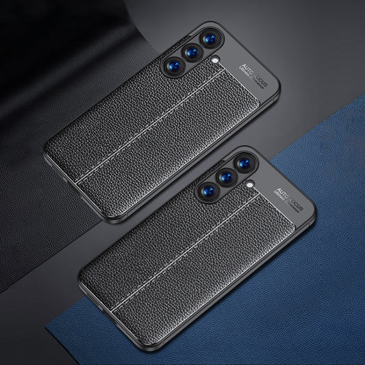 For Samsung Galaxy S25+ 5G Litchi Texture Shockproof TPU Phone Case(Black) by buy2fix