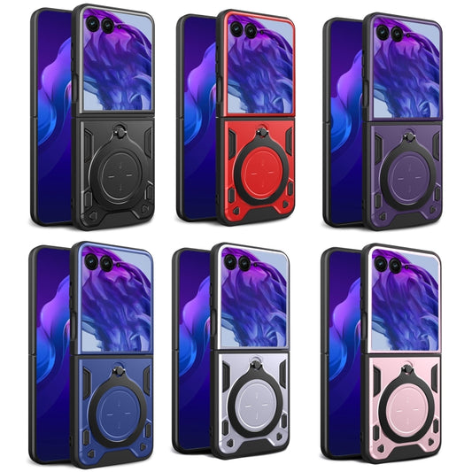 For Motorola Razr 50 Ultra CD Texture Magnetic Holder Phone Case(Pink) by buy2fix