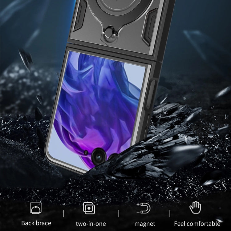 For Motorola Razr 50 Ultra CD Texture Magnetic Holder Phone Case(Blue) by buy2fix