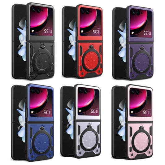 For Motorola Razr 50 CD Texture Magnetic Holder Phone Case(Red) by buy2fix