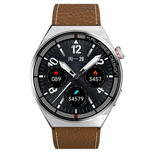 1.3 inch Leather Band IP68 Waterproof Smart Watch Support Bluetooth Call(Brown) by buy2fix