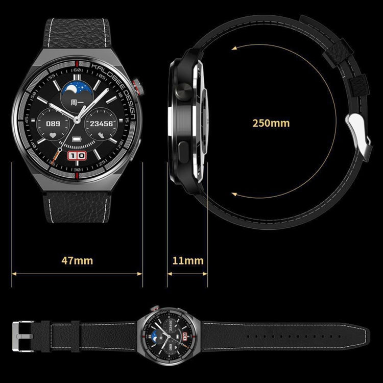 1.3 inch Leather Band IP68 Waterproof Smart Watch Support Bluetooth Call(Black) by buy2fix