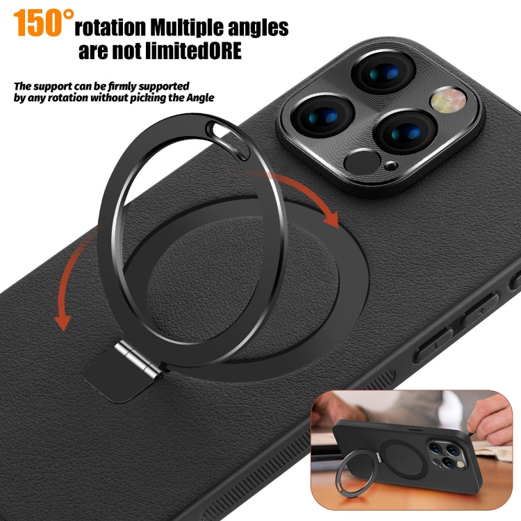 For iPhone 15 Plus MagSafe Rotation Holder PC + Leather Phone Case(Orange) by buy2fix