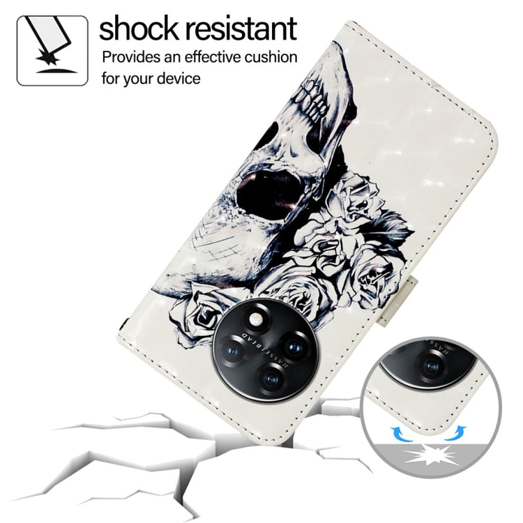 For OnePlus 11 3D Painting Horizontal Flip Leather Phone Case(Skull) by buy2fix