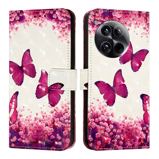 For OnePlus 12 Global 3D Painting Horizontal Flip Leather Phone Case(Rose Butterfly) by buy2fix