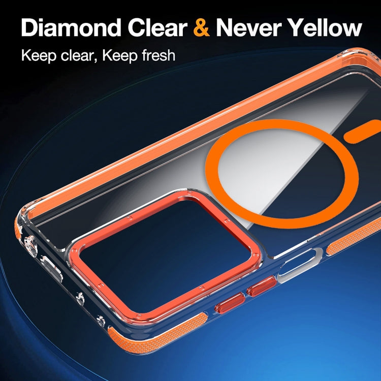 For Xiaomi Redmi Note 13 Pro 4G Dual-Color Clear Acrylic Hybrid TPU MagSafe Phone Case(Orange) by buy2fix