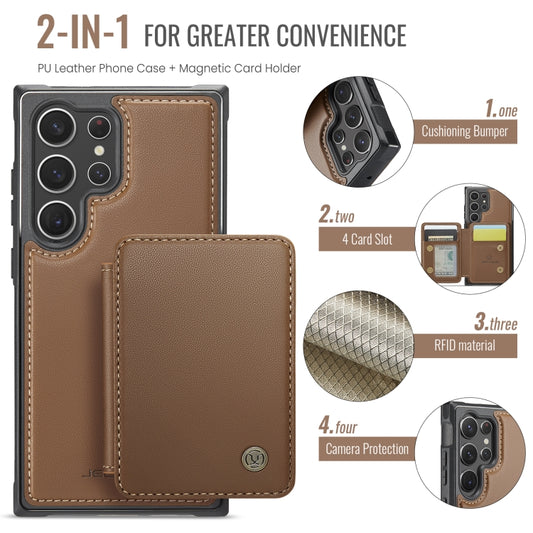 For Samsung Galaxy S23 Ultra 5G JEEHOOD J05 Business Magnetic Style RFID Leather Phone Case(Brown) - Galaxy S23 Ultra 5G Cases by JEEHOOD | Online Shopping UK | buy2fix