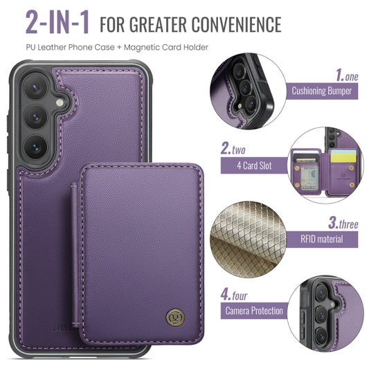 For Samsung Galaxy S24 5G JEEHOOD J05 Business Magnetic Style RFID Leather Phone Case(Purple) by JEEHOOD