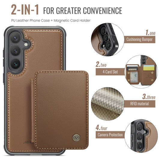 For Samsung Galaxy S24 5G JEEHOOD J05 Business Magnetic Style RFID Leather Phone Case(Brown) by JEEHOOD