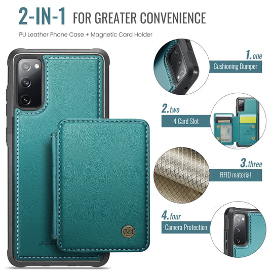 For Samsung Galaxy S20 FE JEEHOOD J05 Business Magnetic Style RFID Leather Phone Case(Blue Green) - Galaxy S20 FE Cases by JEEHOOD | Online Shopping UK | buy2fix