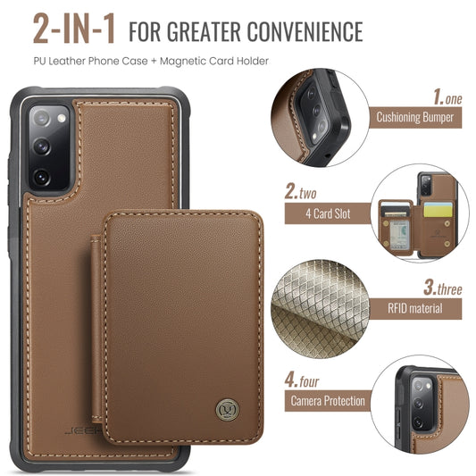 For Samsung Galaxy S20 FE JEEHOOD J05 Business Magnetic Style RFID Leather Phone Case(Brown) - Galaxy S20 FE Cases by JEEHOOD | Online Shopping UK | buy2fix