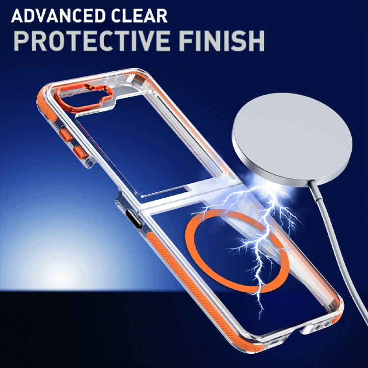 For Samsung Galaxy Z Flip6/7 FE Dual-Color Clear Acrylic Hybrid TPU MagSafe Phone Case(Orange) by buy2fix