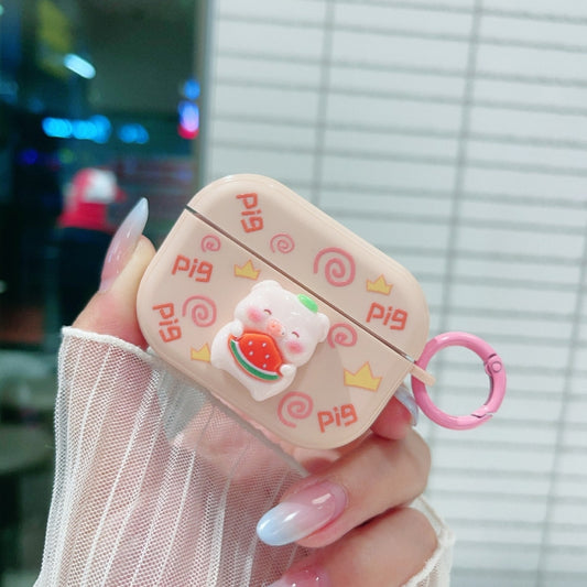 For AirPods Pro Fresh 3D Piglet Pattern Earbuds Box PC Case by buy2fix