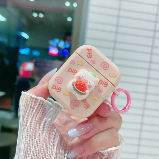 For AirPods 2 / 1 Fresh 3D Piglet Pattern Earbuds Box PC Case by buy2fix
