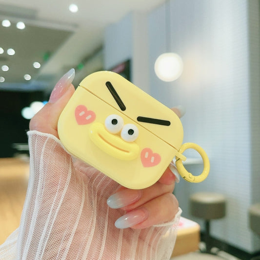 For AirPods Pro 2 Fresh 3D Emoticon Pattern Skin Feel Earbuds Box PC Case(Yellow) by buy2fix