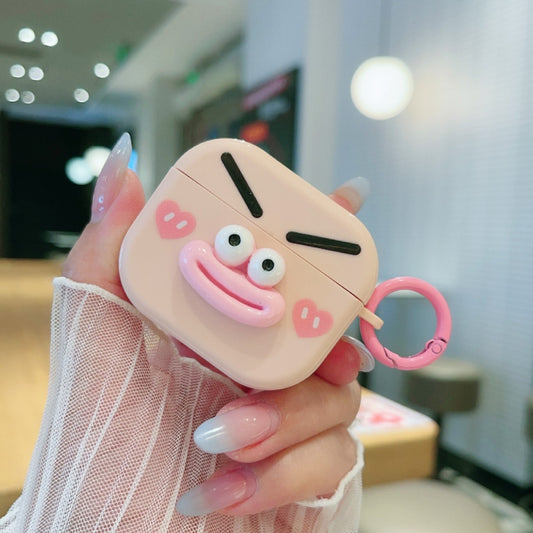For AirPods 3 Fresh 3D Emoticon Pattern Skin Feel Earbuds Box PC Case(Pink) by buy2fix