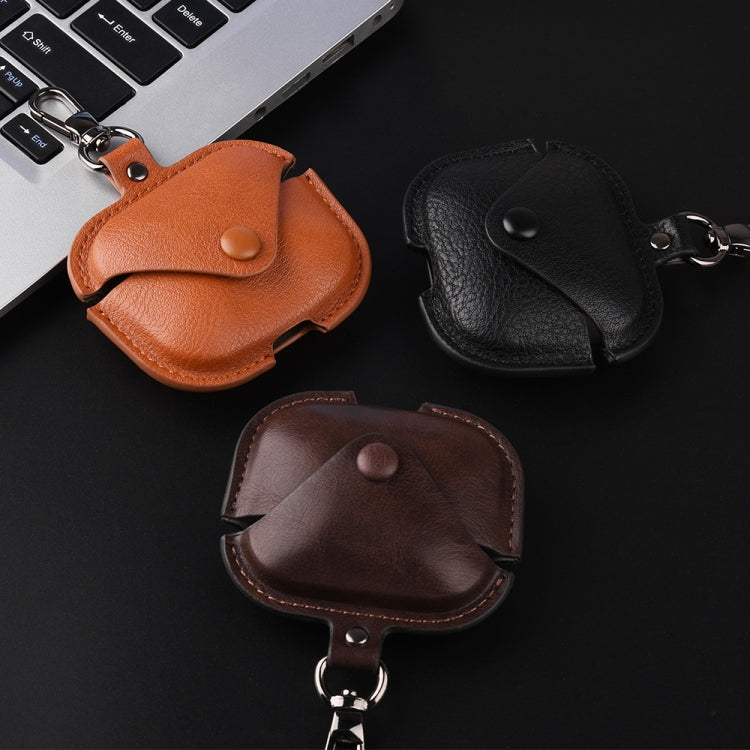For Redmi Buds 5 / 6S Business Leather Earphone Protective Case with Hook(Dark Brown) by buy2fix