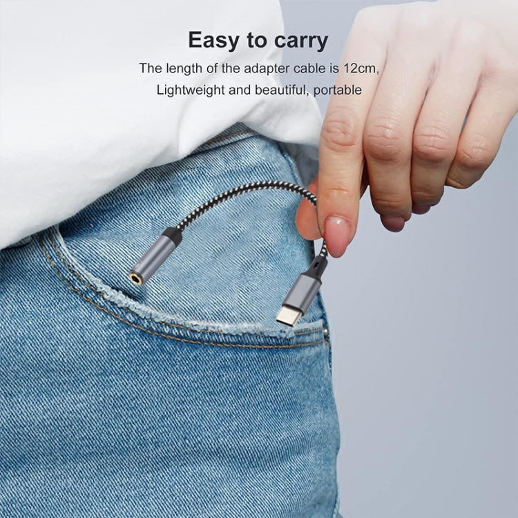 13cm AUX 3.5mm Female to Type-C Cable Audio Cable(Grey) by buy2fix