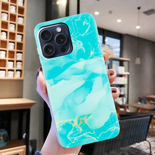 For iPhone 16 Pro Max IMD Marble TPU Phone Case(Green) by buy2fix