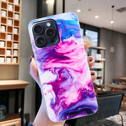 For iPhone 16 Pro Max IMD Marble TPU Phone Case(Red) by buy2fix