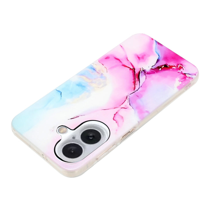 For iPhone 16 Plus IMD Marble TPU Phone Case(Pink Blue) by buy2fix