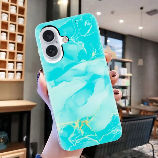 For iPhone 16 IMD Marble TPU Phone Case(Green) by buy2fix