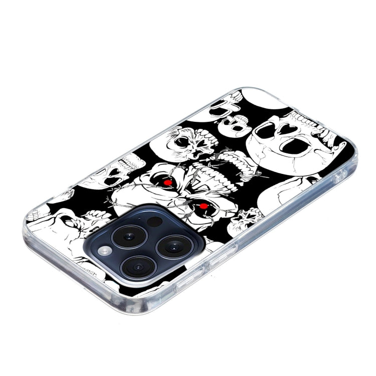 For iPhone 16 Pro Max Colored Drawing Pattern TPU Phone Case(Skull) by buy2fix
