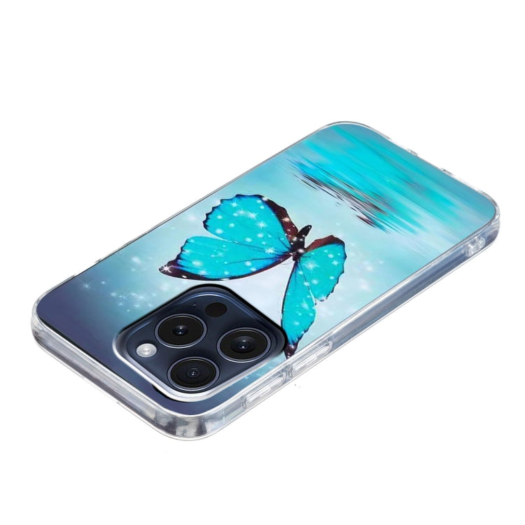 For iPhone 16 Pro Max Colored Drawing Pattern TPU Phone Case(Butterfly) by buy2fix