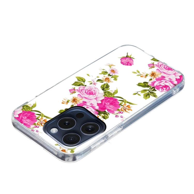 For iPhone 16 Pro Max Colored Drawing Pattern TPU Phone Case(Rose Flower) by buy2fix