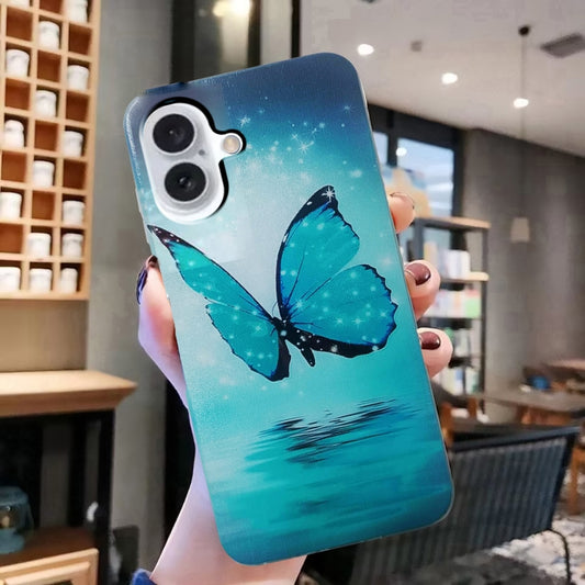 For iPhone 16 Plus Colored Drawing Pattern TPU Phone Case(Butterfly) by buy2fix