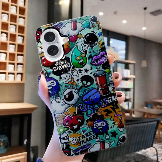 For iPhone 16 Plus Colored Drawing Pattern TPU Phone Case(Graffiti) by buy2fix