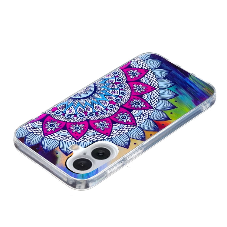 For iPhone 16 Colored Drawing Pattern TPU Phone Case(Half-flower) by buy2fix