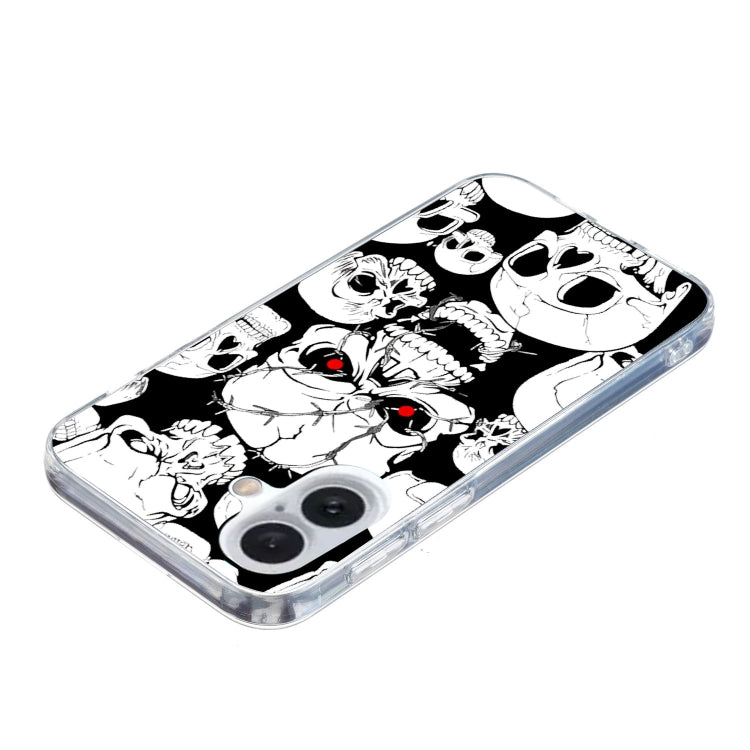 For iPhone 16 Colored Drawing Pattern TPU Phone Case(Skull) by buy2fix