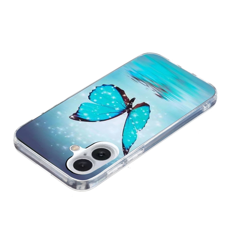 For iPhone 16 Colored Drawing Pattern TPU Phone Case(Butterfly) by buy2fix