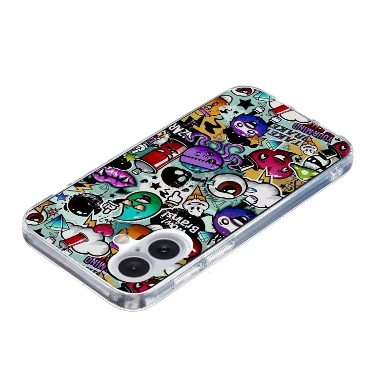 For iPhone 16 Colored Drawing Pattern TPU Phone Case(Graffiti) by buy2fix