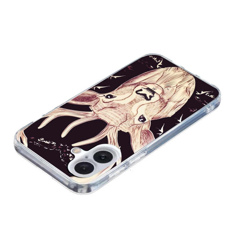 For iPhone 16 Colored Drawing Pattern TPU Phone Case(Deer) by buy2fix