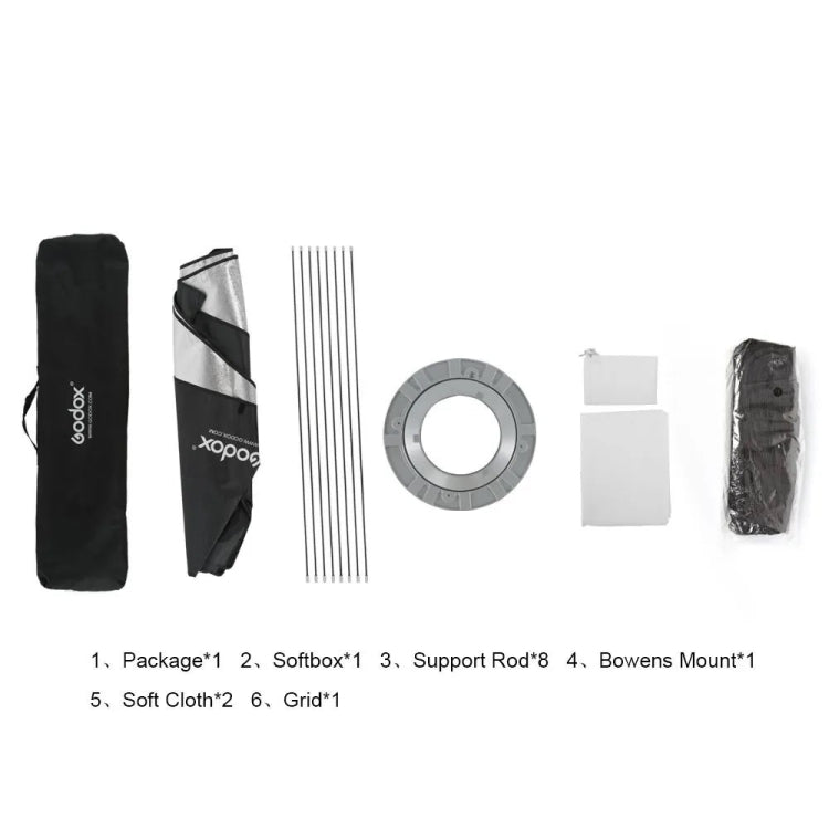 Godox Octagon Honeycomb Grid Softbox with Bowens Mount, Size:140cm by Godox