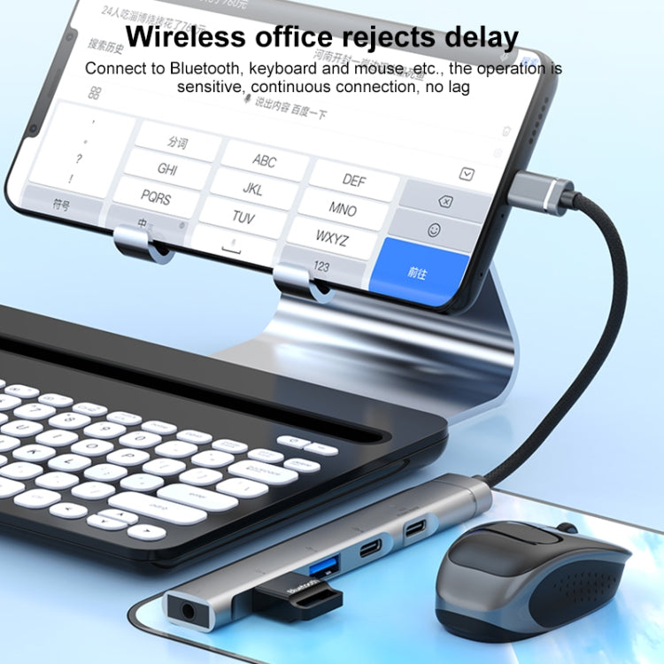 5 in 1 USB-C / Type-C Interface Multi-function HUB Adapter(Grey) by buy2fix