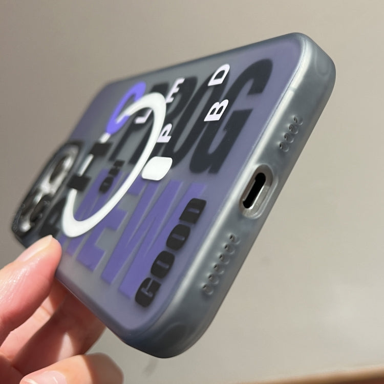 For iPhone 13 Pro Double-Layer Frosted IMD MagSafe Phone Case(Purple Gradient Letters) by buy2fix