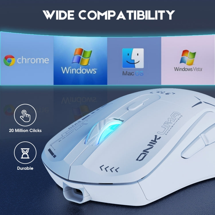 ONIKUMA CW917 RGB 4800DPI Dual Mode Wired + 2.4GHz Wireless Mouse(White) by ONIKUMA