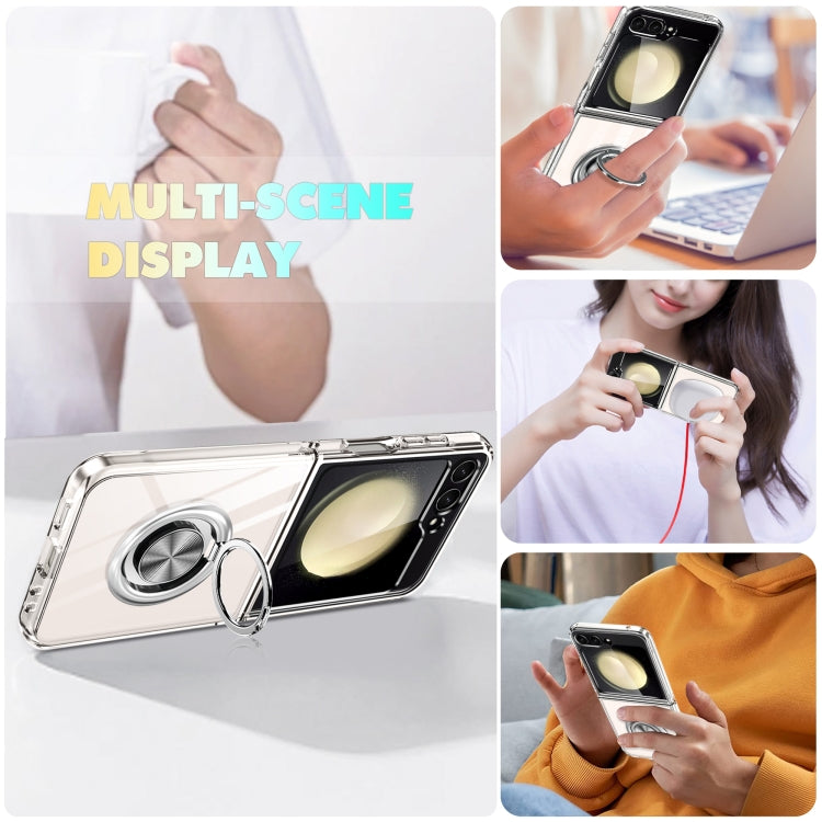 For Samsung Galaxy Z Flip6 / Flip7 FE MagSafe Transparent PC Folding Phone Case with Ring Holder by buy2fix
