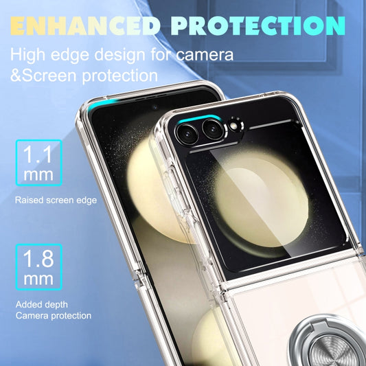 For Samsung Galaxy Z Flip5 5G MagSafe Transparent PC Folding Phone Case with Ring Holder by buy2fix
