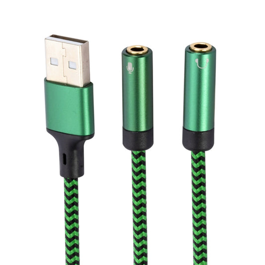 USB-A to Dual 3.5mm Separate Style Audio Adapter Cable, Length:2m(Green) - Video & Audio Cable by buy2fix | Online Shopping UK | buy2fix