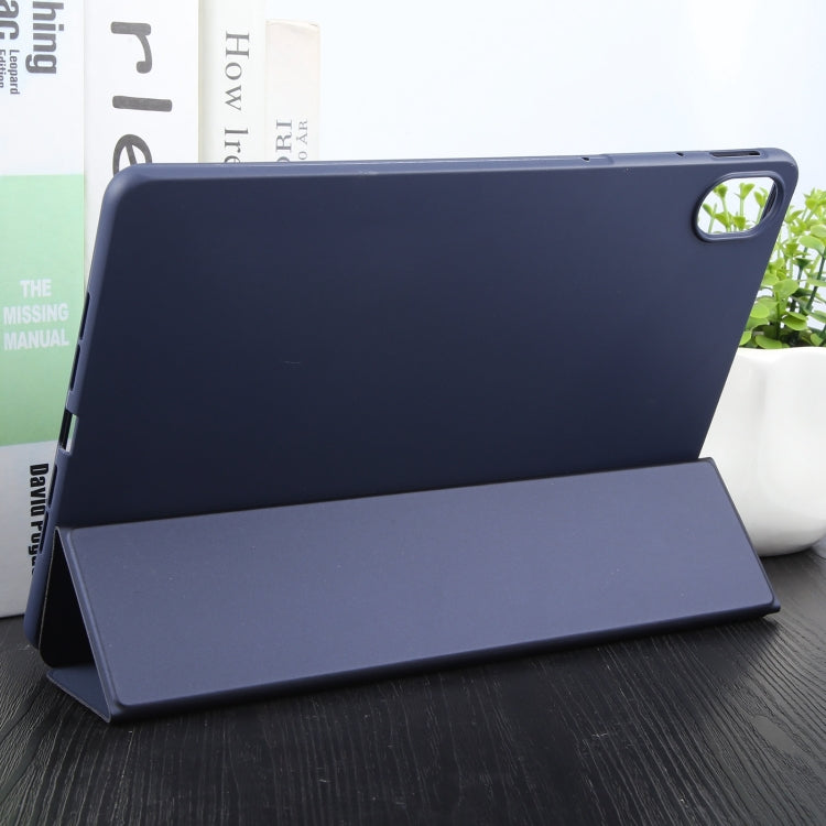 For Huawei MatePad 11.5 S GEBEI 3-folding Holder Shockproof Flip Leather Tablet Case(Dark Blue) - Huawei by GEBEI | Online Shopping UK | buy2fix