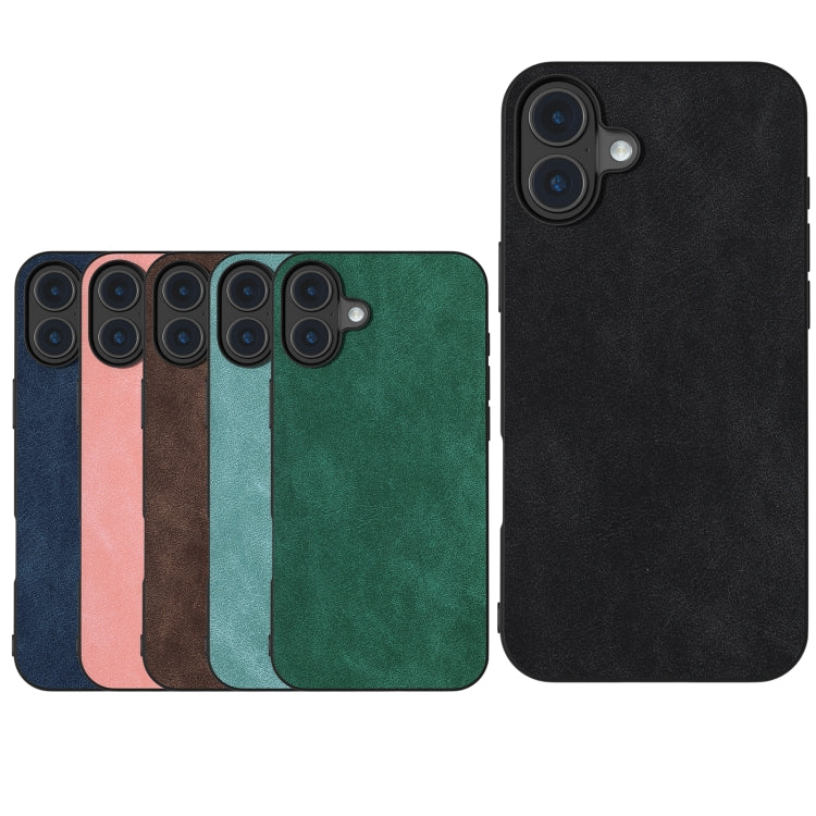 For iPhone 16 Black Frame PU Leather Full Coverage Phone Case(Light Blue) by buy2fix