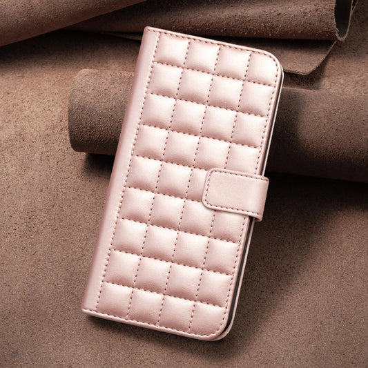 For iPhone 16 Square Texture Leather Phone Case(Rose Gold) by buy2fix