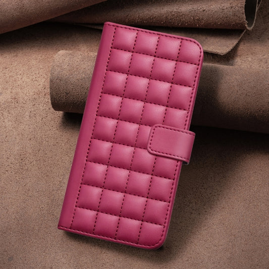 For iPhone 16 Pro Max Square Texture Leather Phone Case(Red) by buy2fix