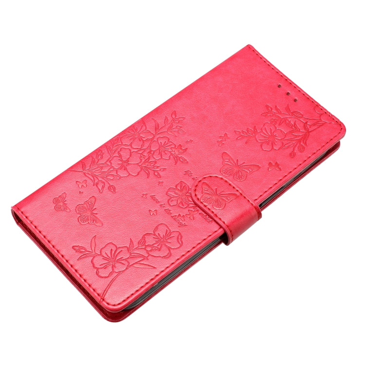 For Ulefone Note 14 Butterflies and Flowers Leather Phone Case(Red) by buy2fix