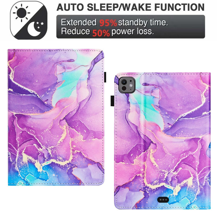 For iPad Pro 11 2025 / 2024 Marble Litchi Leather Smart Tablet Case(Purple) by buy2fix